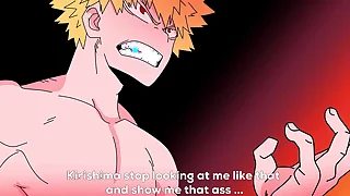 Kirishima gets turned on when he sees Bakugo naked and then he fucks him